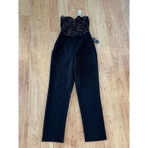 Express lace black romper size 2 long pant suit